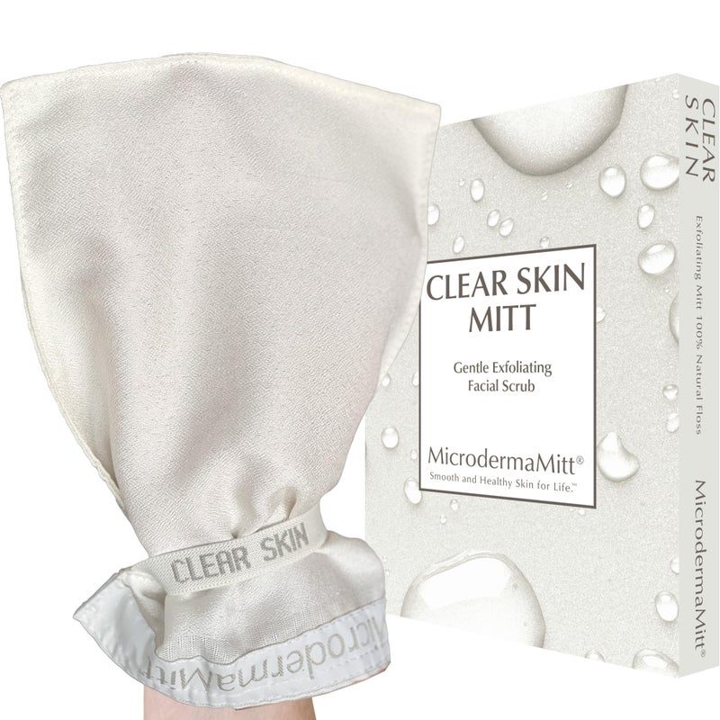 MicrodermaMitt Clear Skin Exfoliating Mitt for Face, Lips, Neck - Gentle Dead Skin Remover & Facial Scrub Clears Blackheads, Unclogs Pores, Evens Skin Tone & Texture, Lips Scrub Care, Lip Exfoliator - Image 1